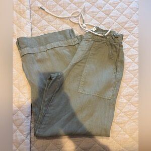 Calypso St. Barth Sage Green Linen Blend Crop Pant Sz S
